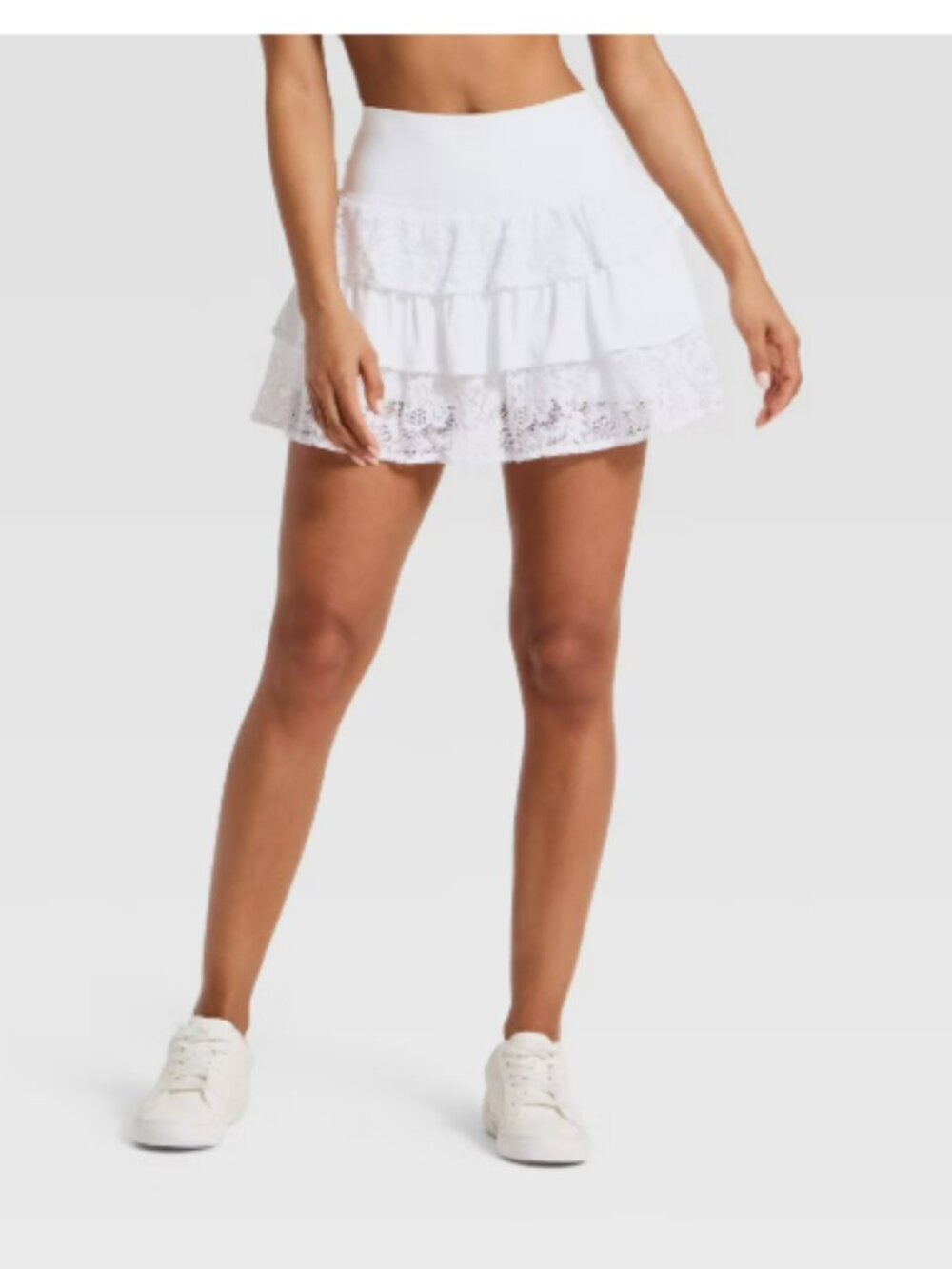 Women Layered Ruffle Skort - JoyLab- White  -Large